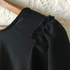 Black Chiffon Peasant Top